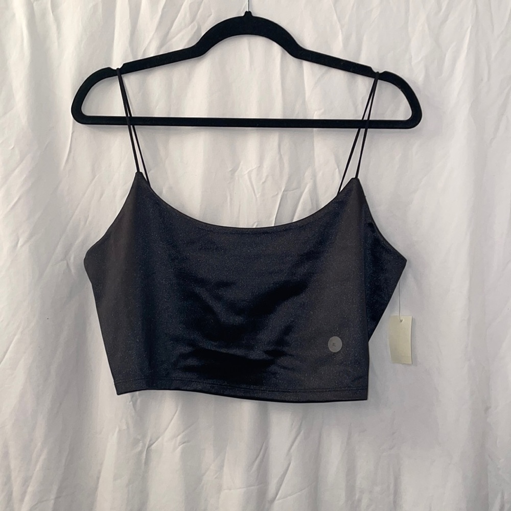 XL Black Satin Tank Top